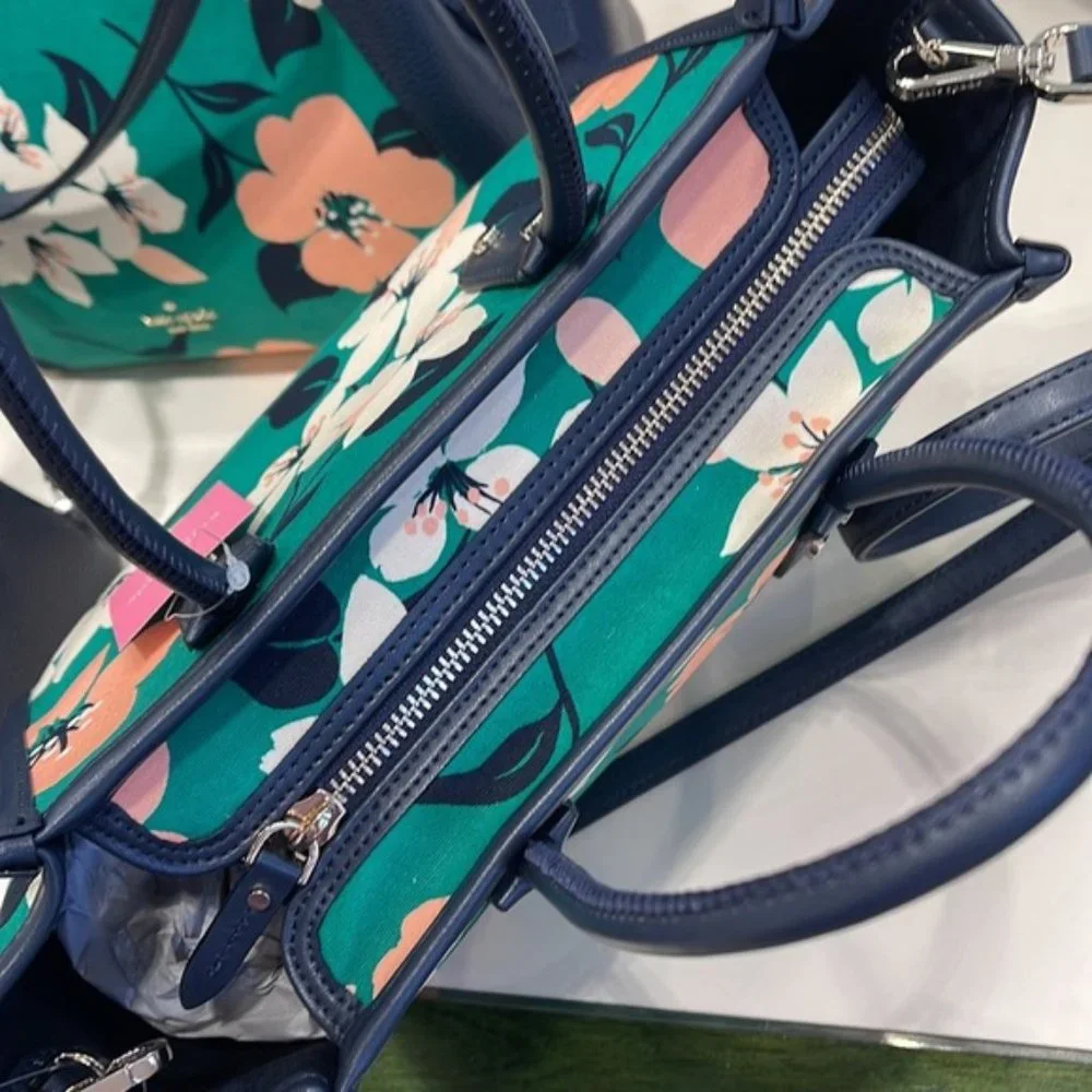 Kate Spade Small Tote Crossbody Bag Lily Blooms Green Multi - Picture 10 of 16